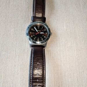 Coach men's leather banded watch